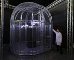 An SG75 Tesla coil and Faraday Cage high voltage special effect installed in Cuidad de las Artes y las Ciencias, Valencia, Spain