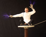 A Lightning Man on a high voltage stunt platform