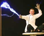 A Lightning Man on a high voltage stunt platform