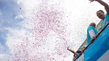 Photo of confetti at Pride event