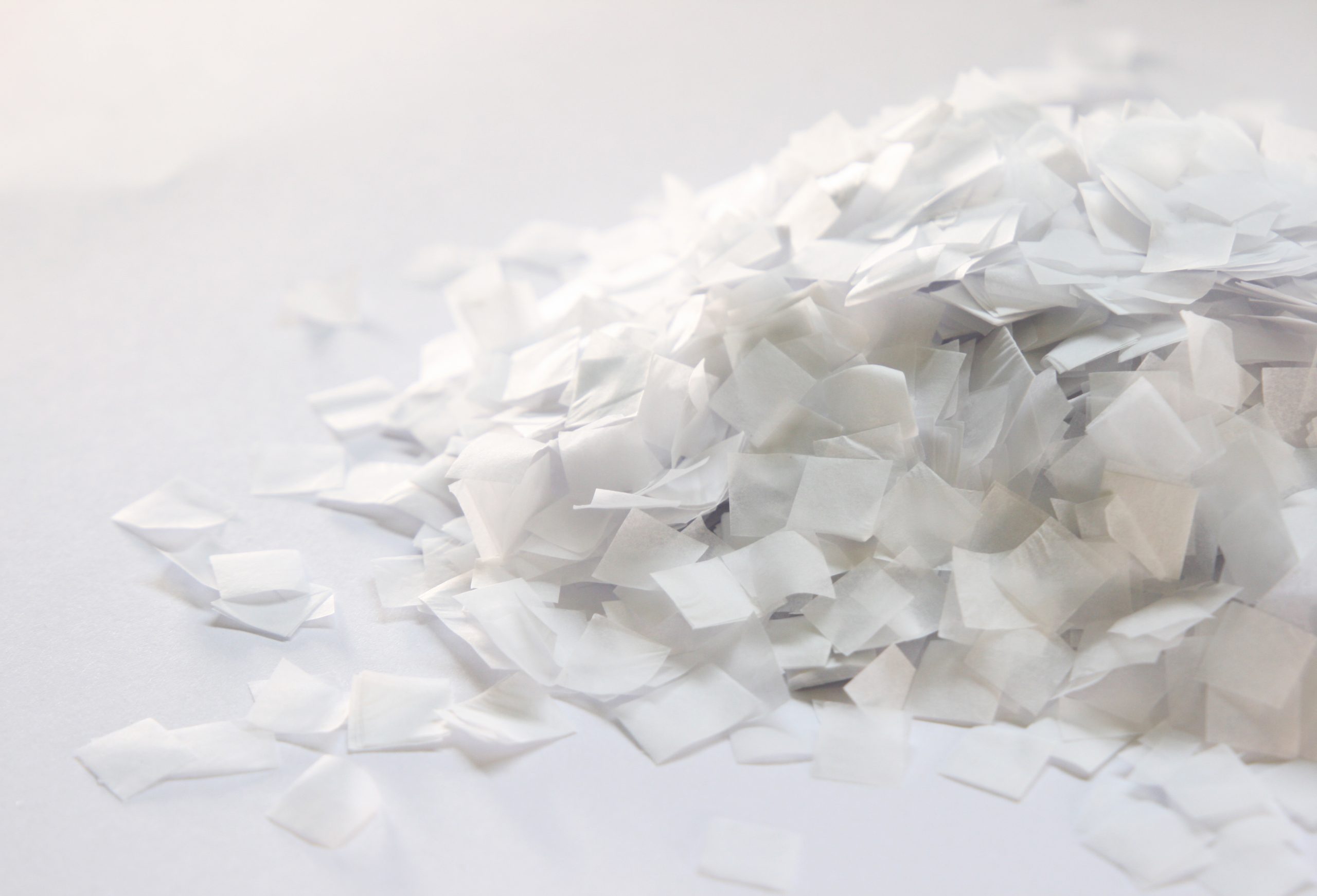 Dissolving Confetti: Satin White Slowfall Rectangles. USA Factory Bulk –  Times Square Confetti